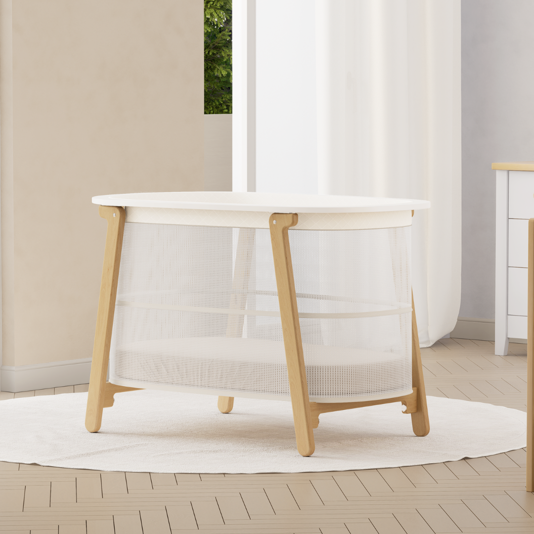 Boori - Nest Storage Cot_Simply White and Beech with Mattress